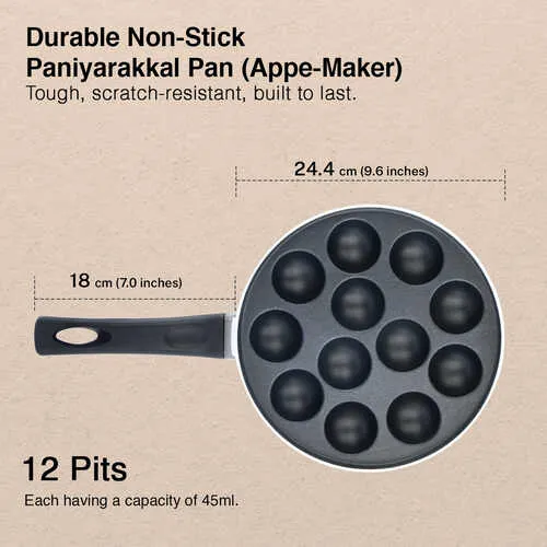 Prestige Omega Select Plus 12 Pits Paniyarakkal with Lid 24 cm Diameter (Aluminium, Non-stick) - Alternate View